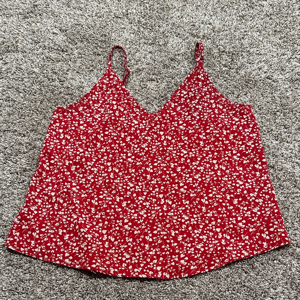 SHEIN Red and White Floral Camisole